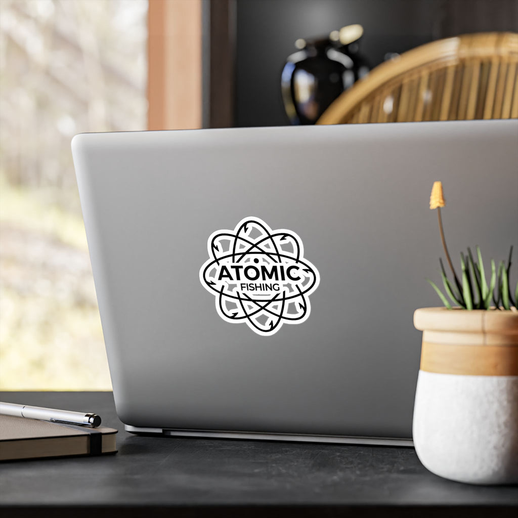 Atomic Fishing Vinyl Sticker — Kiss-Cut Logo Decal