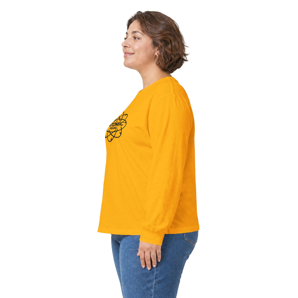 Long Sleeve Tee — 'Lm Large Mouth Bass' Atomic Logo Fishing Graphic