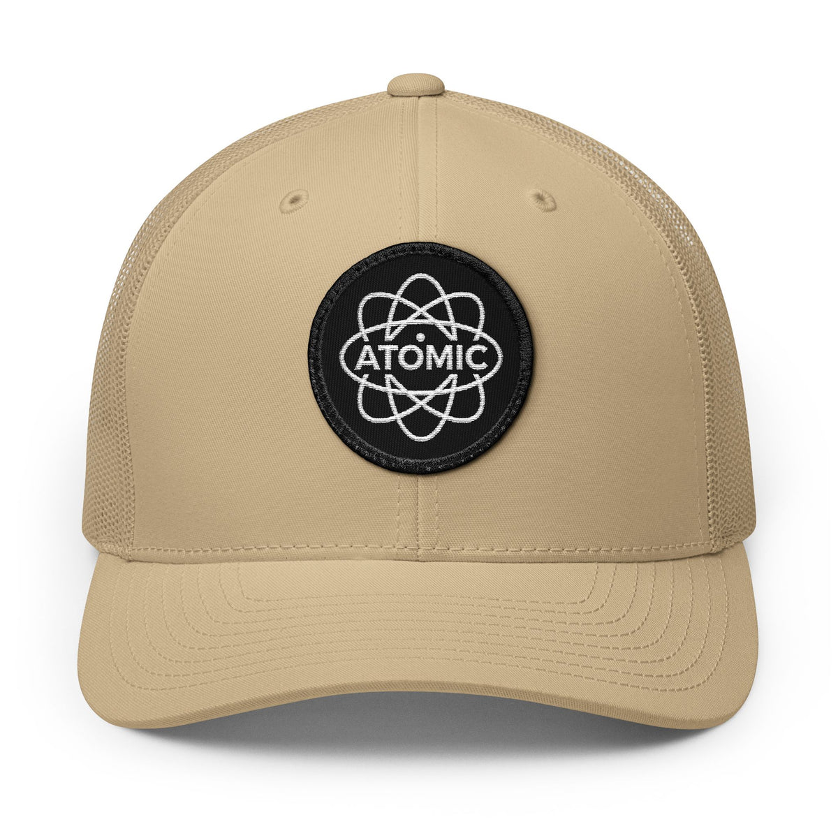 Atomic Fishing Patch Trucker Hat — Black Patch (Khaki, Black, Navy, Charcoal, Caramel)-4