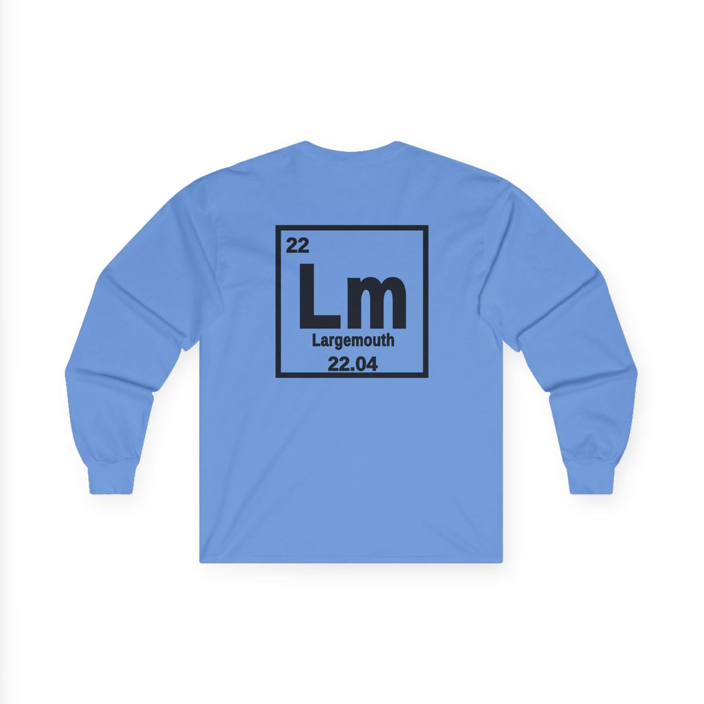 Long Sleeve Tee — 'Lm Large Mouth Bass' Atomic Logo Fishing Graphic