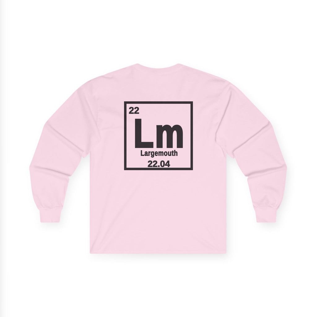 Long Sleeve Tee — 'Lm Large Mouth Bass' Atomic Logo Fishing Graphic