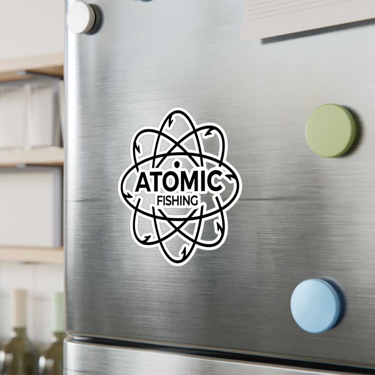 Atomic Fishing Vinyl Sticker — Kiss-Cut Logo Decal