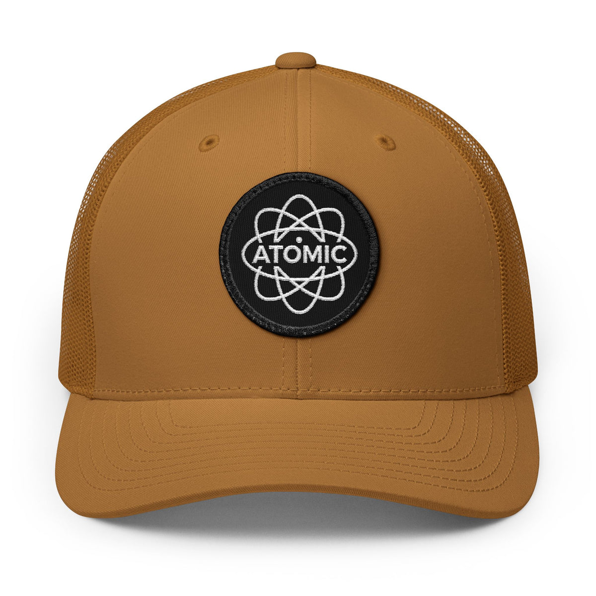 Atomic Fishing Patch Trucker Hat — Black Patch (Khaki, Black, Navy, Charcoal, Caramel)-2
