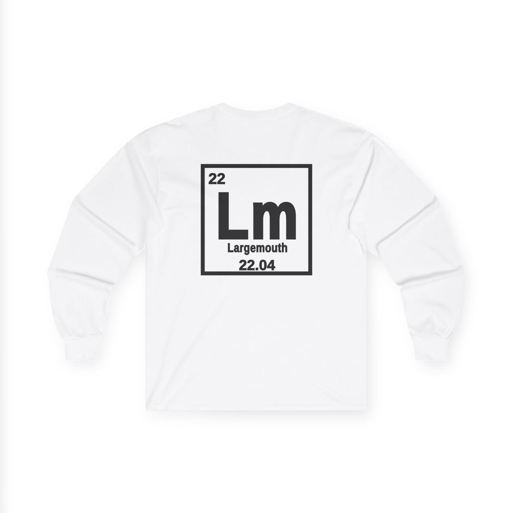 Long Sleeve Tee — 'Lm Large Mouth Bass' Atomic Logo Fishing Graphic
