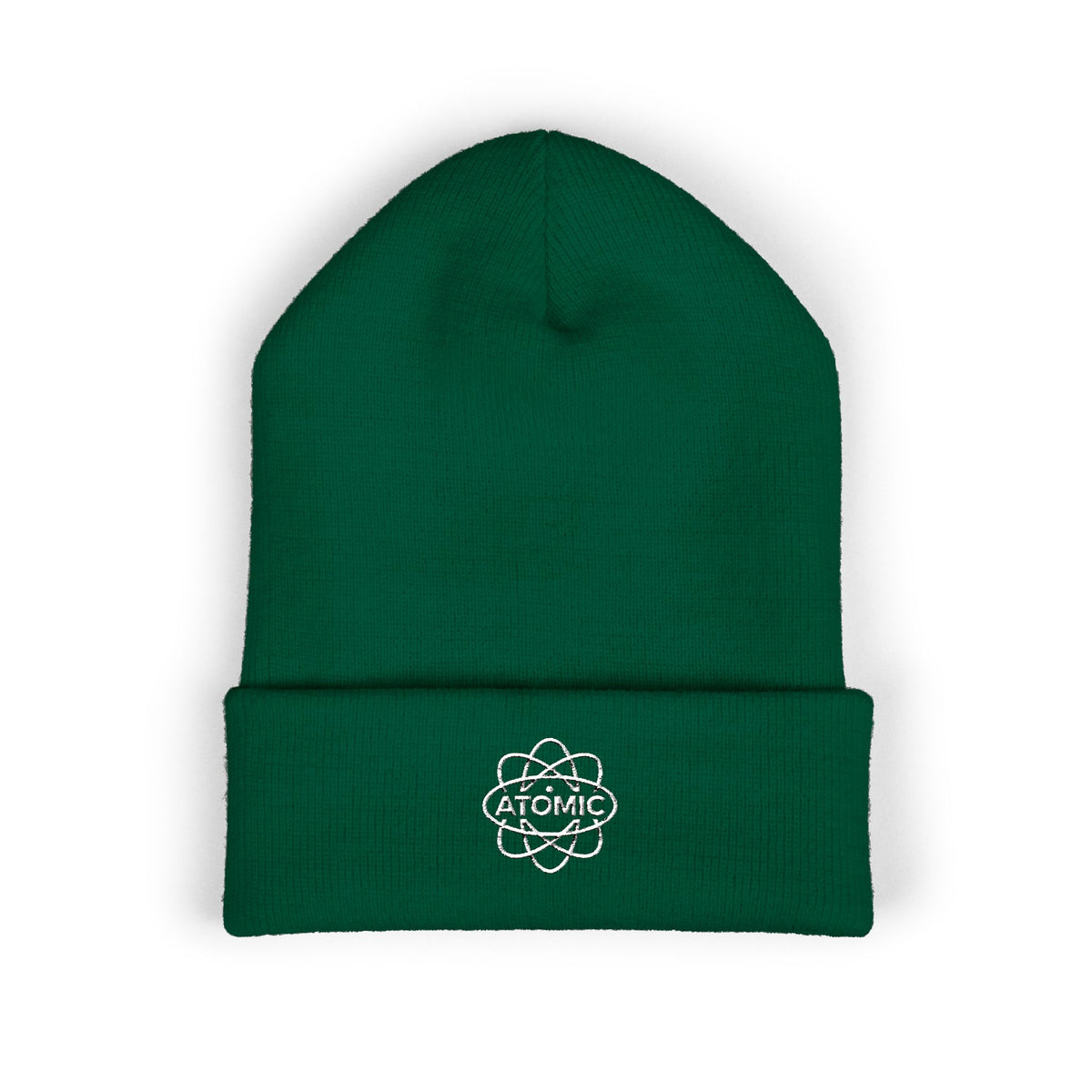Atomic Fishing Embroidered Cuffed Beanie — Olive, Spruce, Brown, Black, Navy & Grey