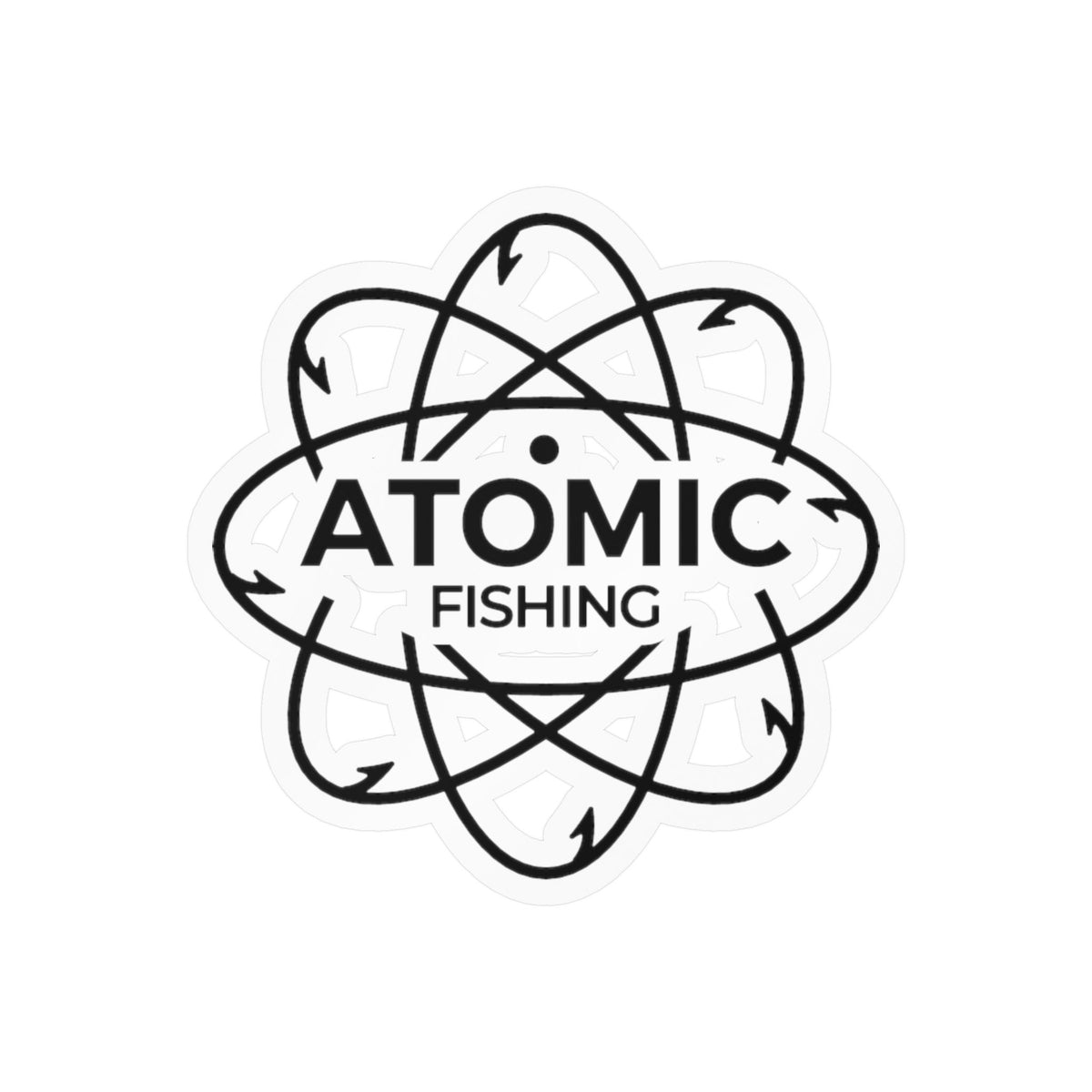 Atomic Fishing Vinyl Sticker — Kiss-Cut Logo Decal