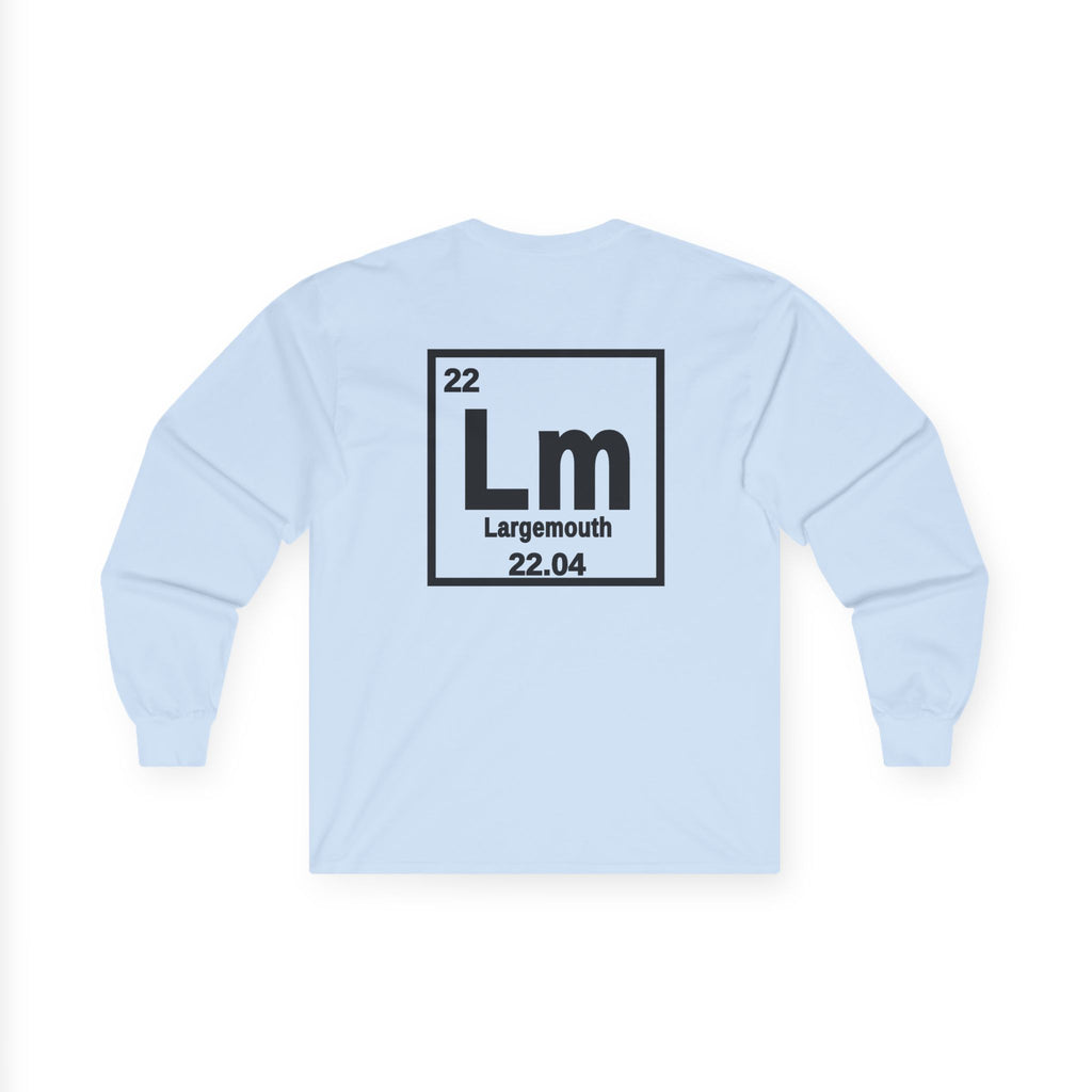 Long Sleeve Tee — 'Lm Large Mouth Bass' Atomic Logo Fishing Graphic