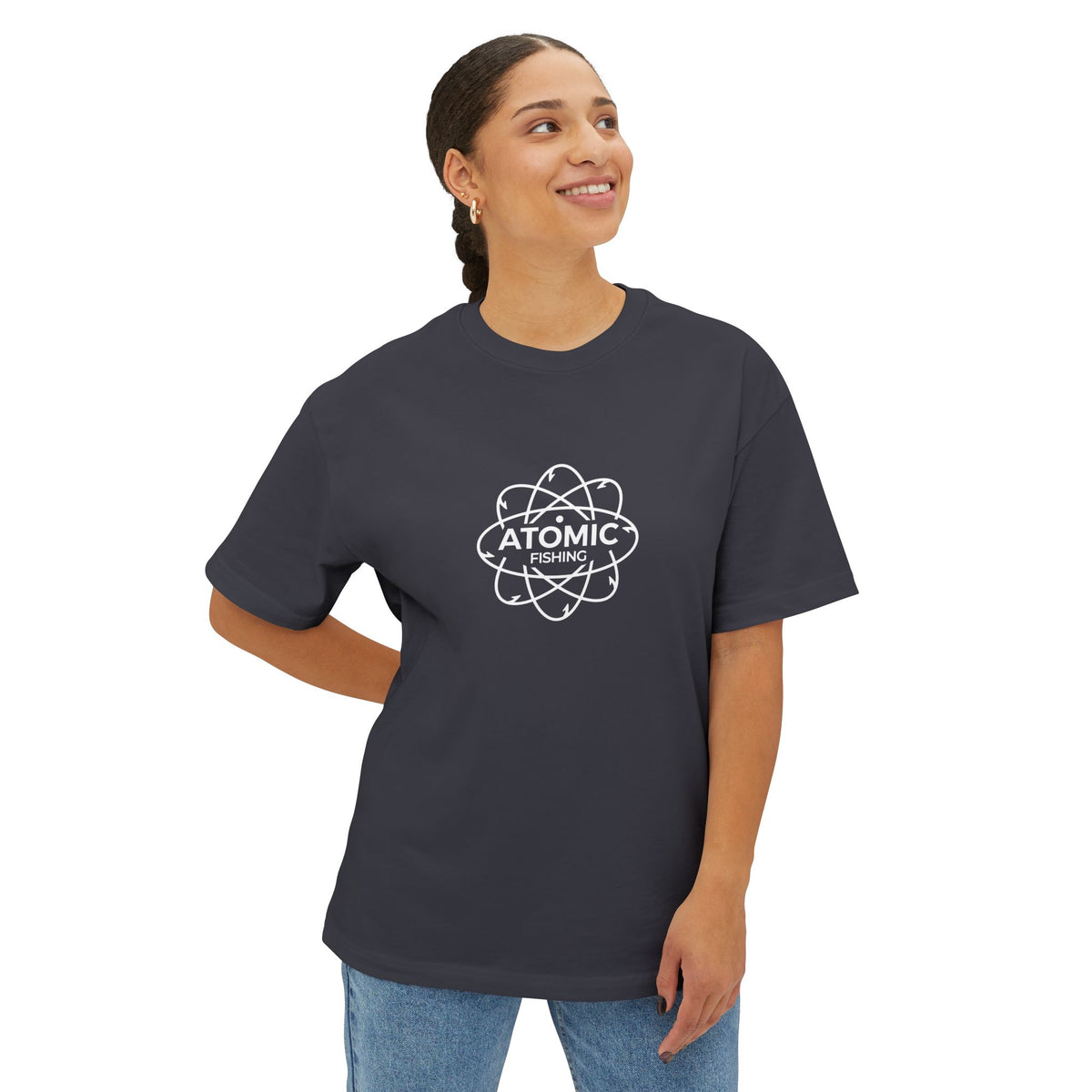Cutthroat Trout 'Atomic Fishing' Tee — Vintage Atom Logo Graphic Shirt — Black-10