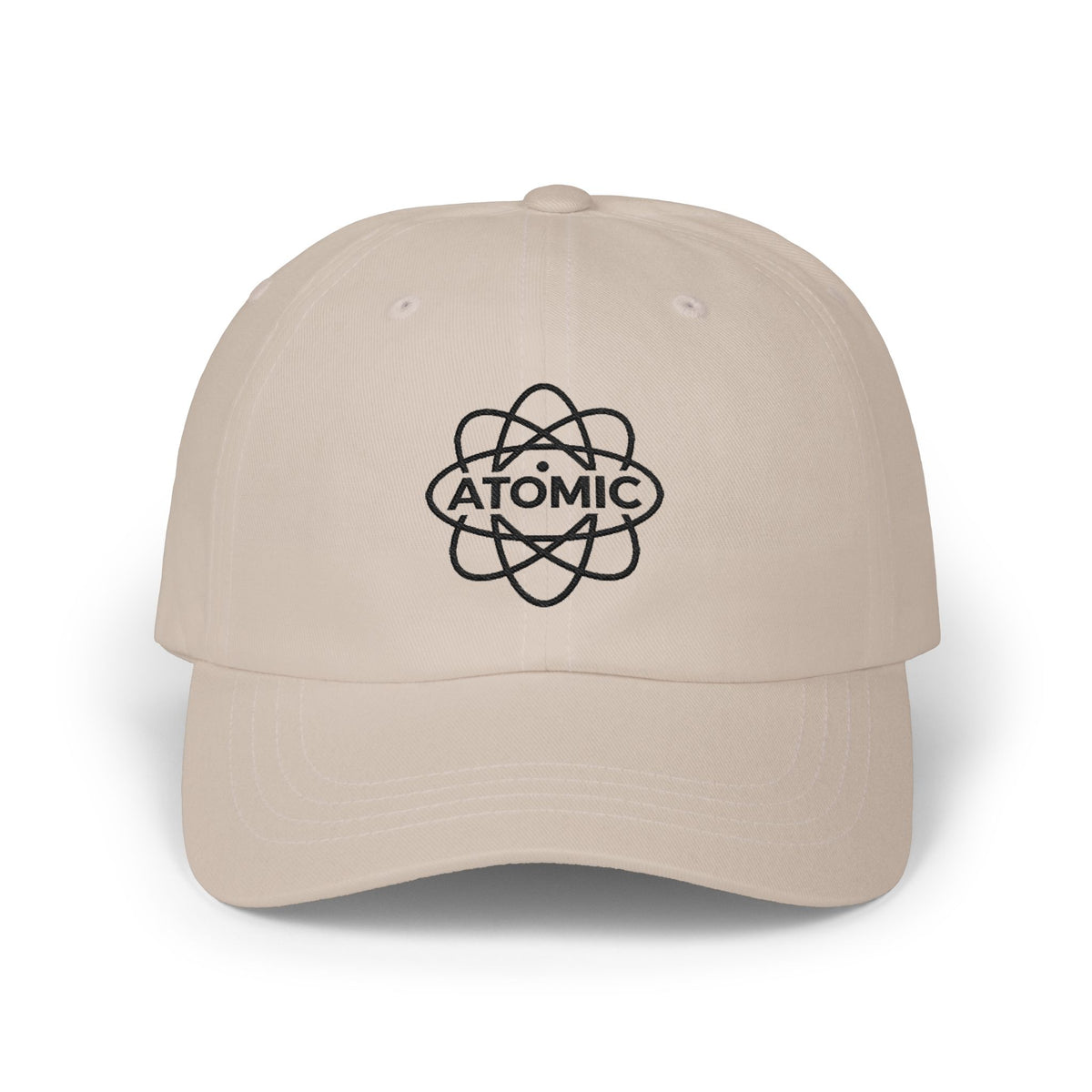 Atomic Fishing Embroidered Dad Cap — Khaki / Stone