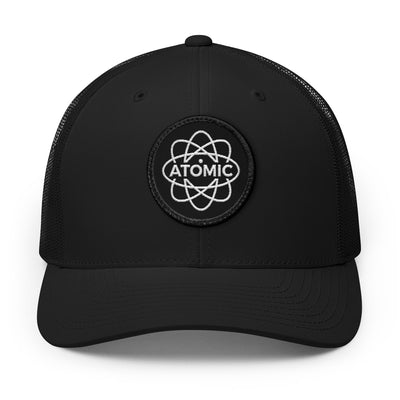 Atomic Fishing Patch Trucker Hat — Black Patch (Khaki, Black, Navy, Charcoal, Caramel)