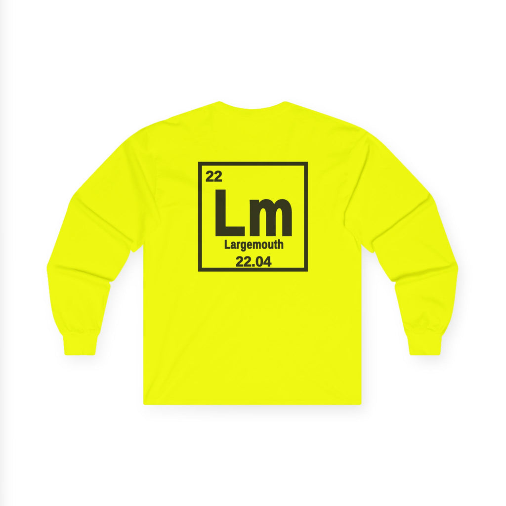 Long Sleeve Tee — 'Lm Large Mouth Bass' Atomic Logo Fishing Graphic