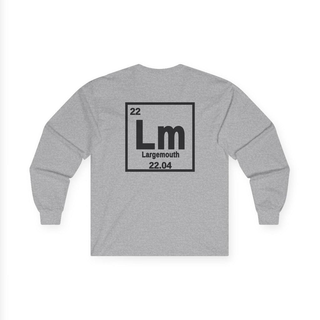 Long Sleeve Tee — 'Lm Large Mouth Bass' Atomic Logo Fishing Graphic