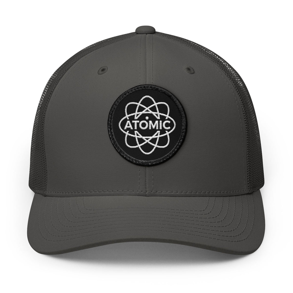 Atomic Fishing Patch Trucker Hat — Black Patch (Khaki, Black, Navy, Charcoal, Caramel)-3
