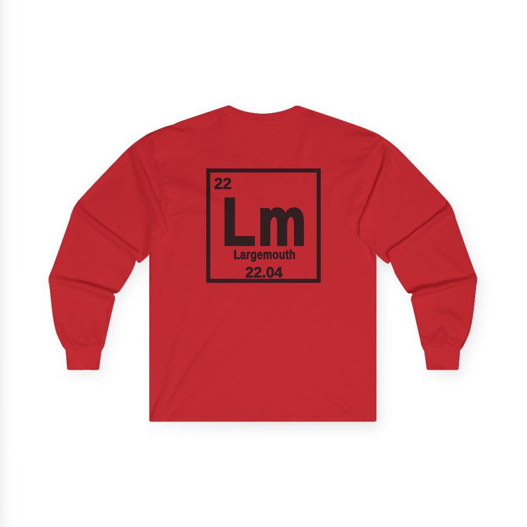 Long Sleeve Tee — 'Lm Large Mouth Bass' Atomic Logo Fishing Graphic