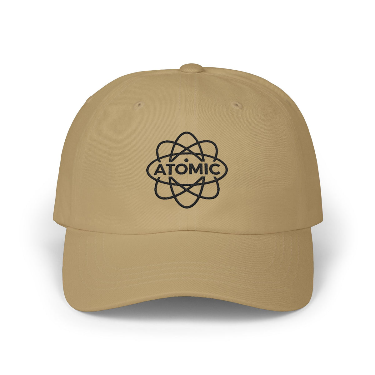 Atomic Fishing Embroidered Dad Cap — Khaki / Stone